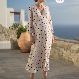 Seraphine Maternity Button-Down Polka Dot Maternity Dress Size Medium